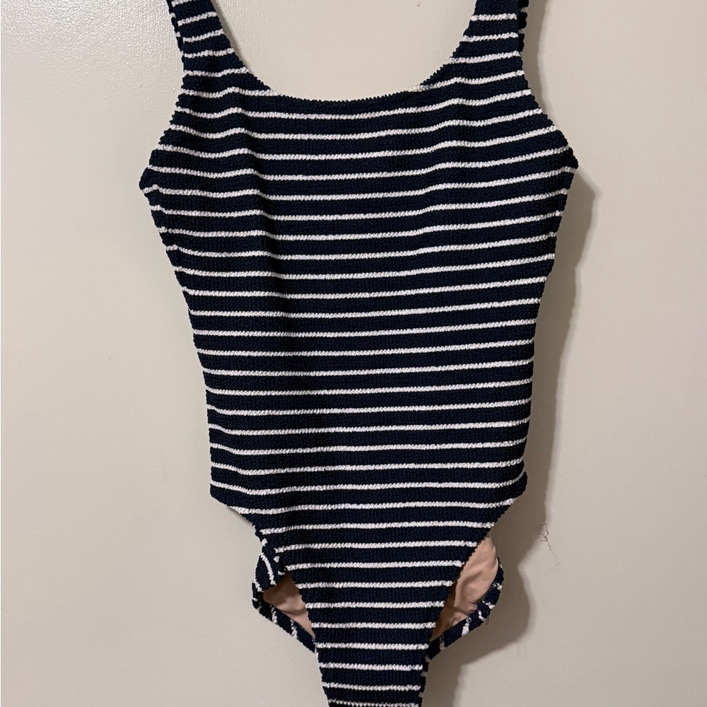 J. Crew Navy and White Striped One-Piece Swimsuit